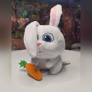 The Secret Life of Pets Snowball Rabbit With Carrot Toy Stuffed Plush ~ Read